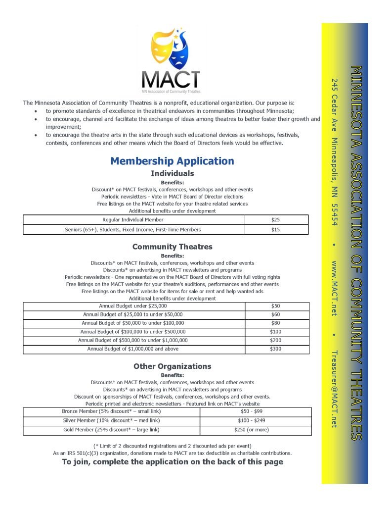 MACT Membership Application page 1